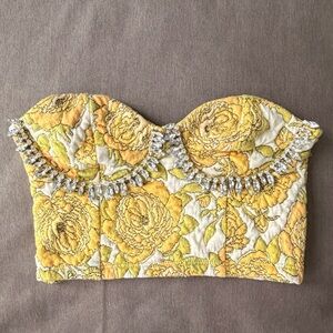 Zara Yellow and White Floral Crop Top